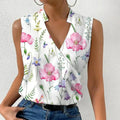 Linnea | Women's Floral Print Sleeveless V-Neck Blouse