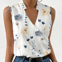 Linnea | Women's Floral Print Sleeveless V-Neck Blouse