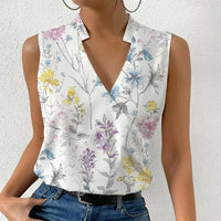 Linnea | Women's Floral Print Sleeveless V-Neck Blouse