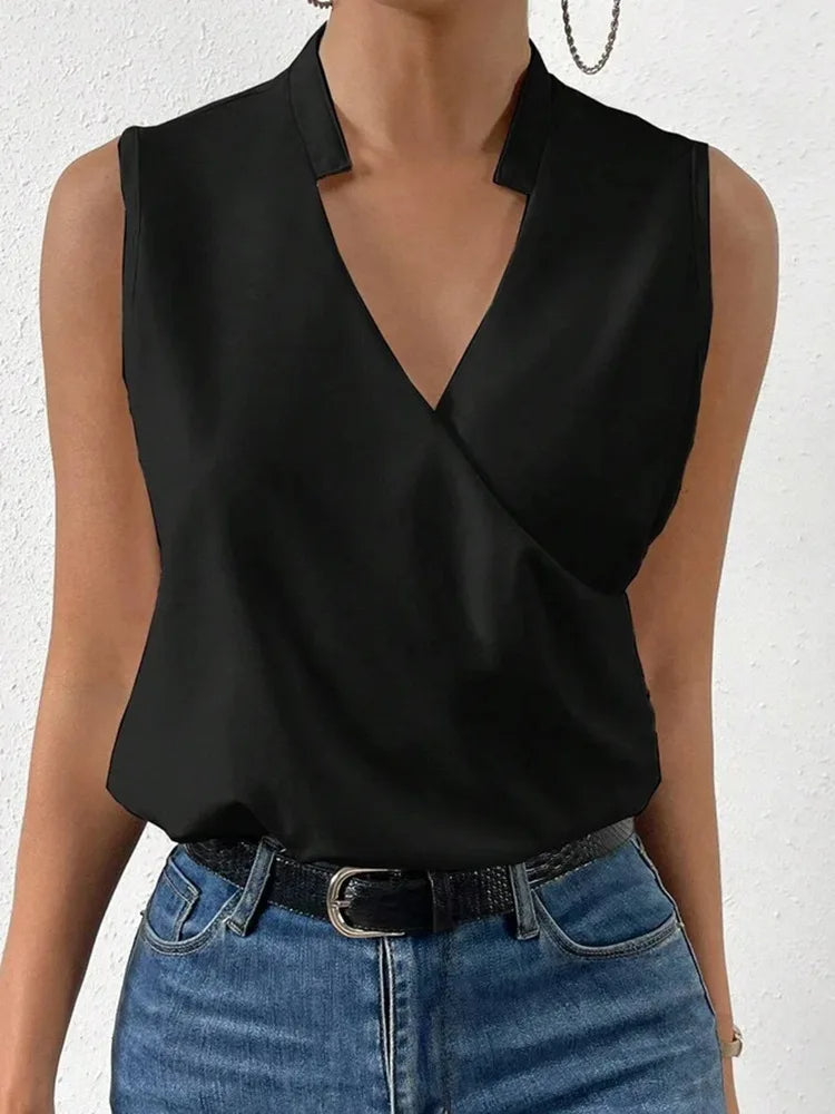 Linnea | Women's Floral Print Sleeveless V-Neck Blouse