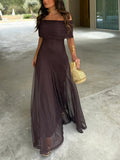 Linnea | Women's Off-Shoulder Maxi Wedding Guest Dress
