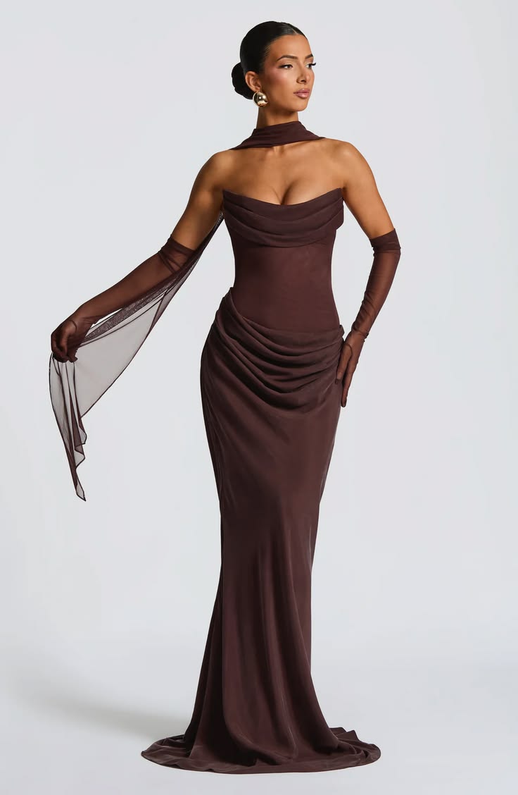 Liora Maxi Dress Plum Brown