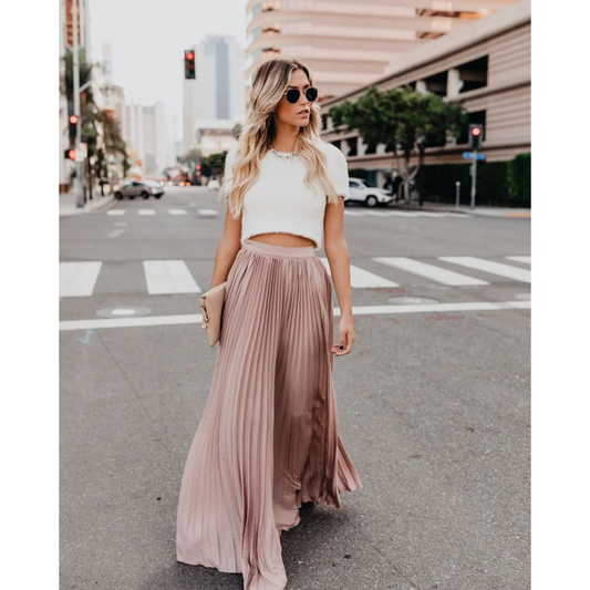 Liora | Women's High Waist Pleated Maxi Skirt