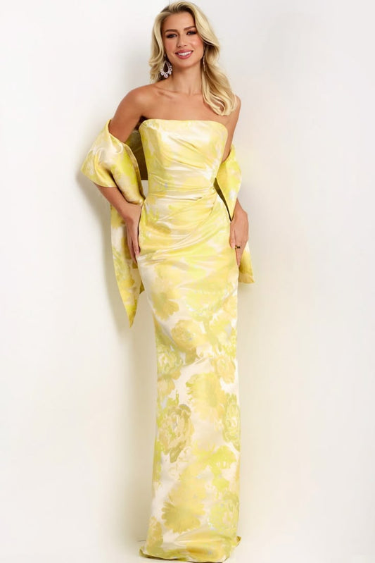Long Prom Formal Floral Evening Dress 45289 Yellow
