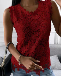 Léonie | Women's Floral Lace Sleeveless Top