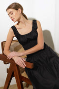 Loveliest Looks Black Woven Midi Dress Black