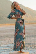 Luciana Maxi Dress Beige & Rose Floral Maxi