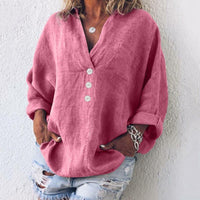 Lydia | Women's Oversized Button Down V-Neck Blouse