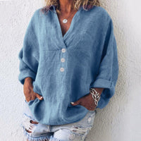 Lydia | Women's Oversized Button Down V-Neck Blouse