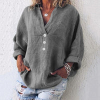 Lydia | Women's Oversized Button Down V-Neck Blouse