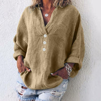 Lydia | Women's Oversized Button Down V-Neck Blouse