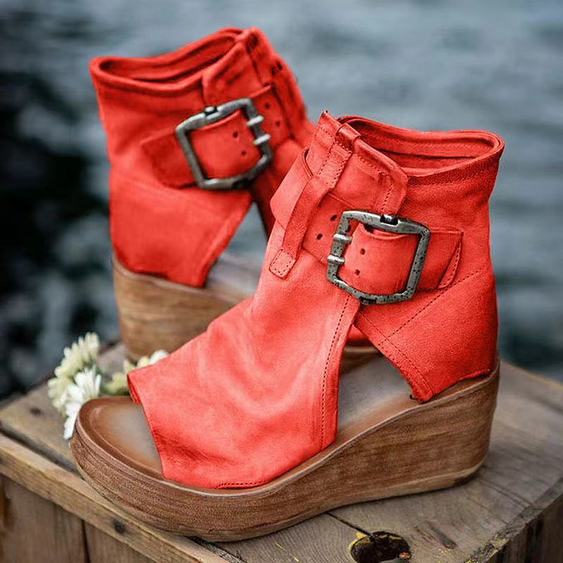 Lynnea | Women's Purple Buckle Wedge Sandals