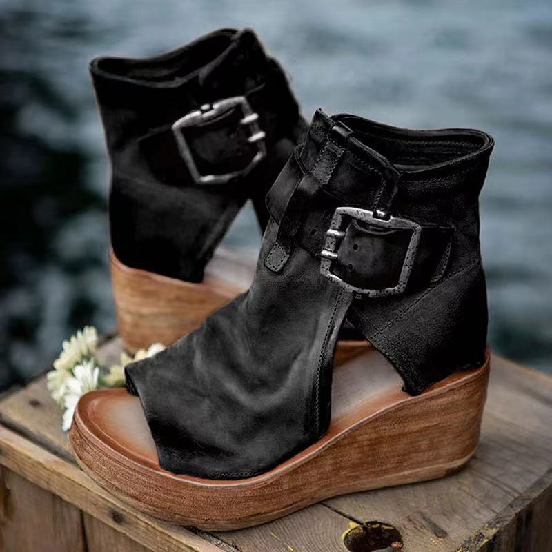 Lynnea | Women's Purple Buckle Wedge Sandals
