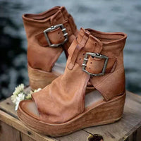 Lynnea | Women's Purple Buckle Wedge Sandals