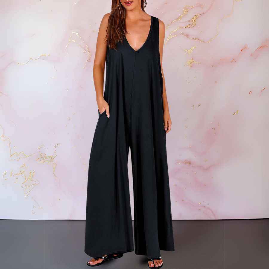 Lyraleth | Women's V-Neck Sleeveless Wide Leg Jumpsuit