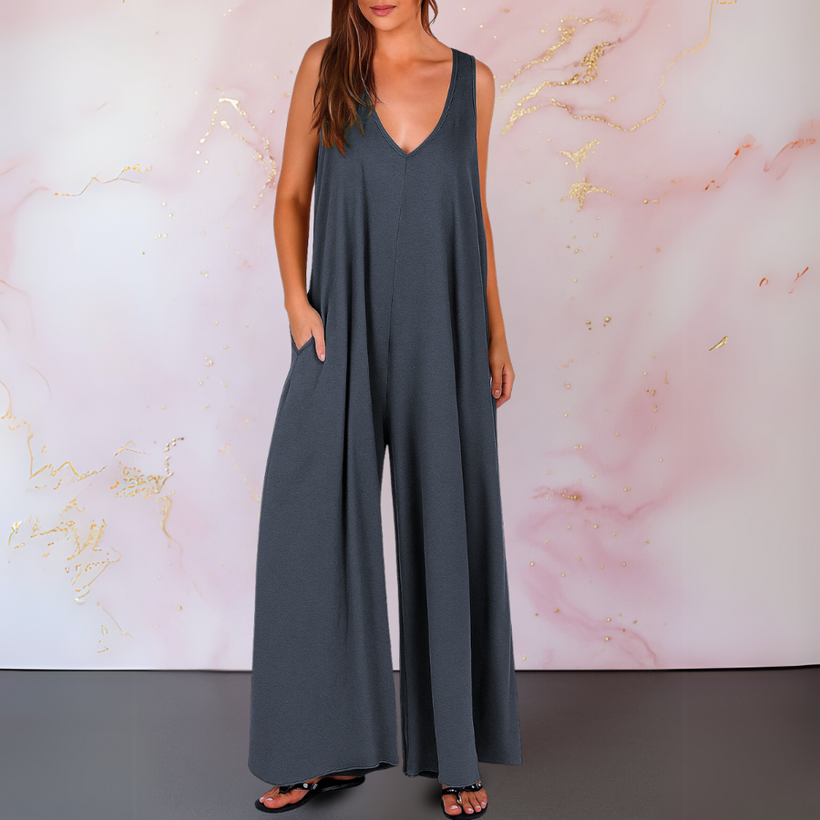 Lyraleth | Women's V-Neck Sleeveless Wide Leg Jumpsuit