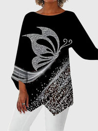 Lysander | Women's Butterfly Print 3/4 Sleeve Top