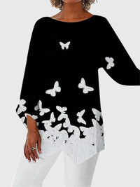 Lysander | Women's Butterfly Print 3/4 Sleeve Top