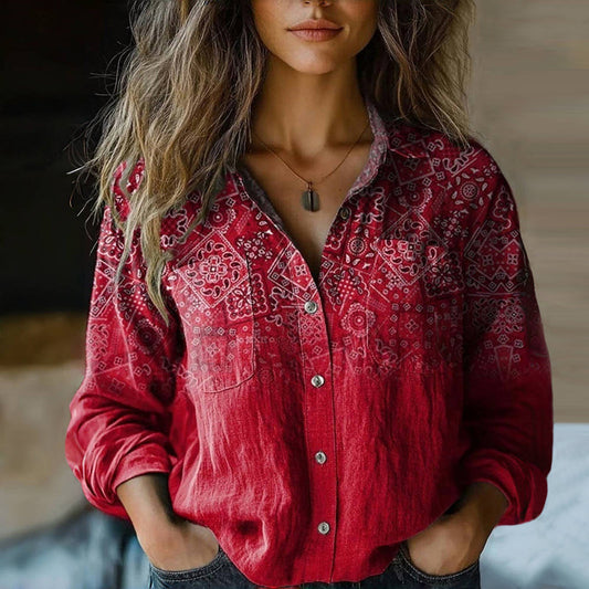 Lysander | Women's Paisley Print Long Sleeve Blouse