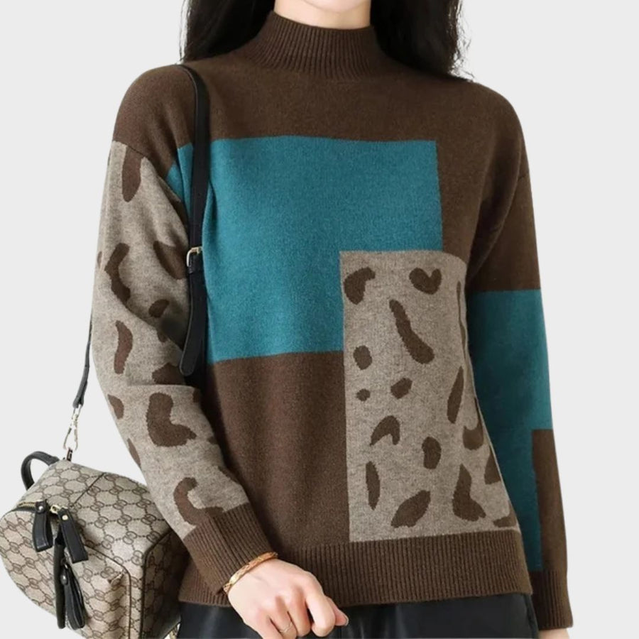 Lysandra | Women's Mock Neck Colorblock Sweater