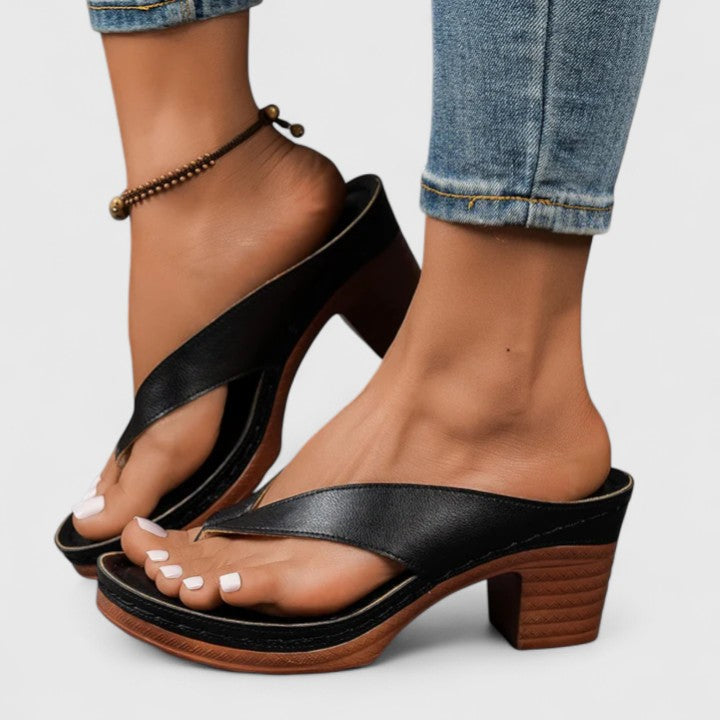 Lysithea | Women's Block Heel Platform Thong Sandals