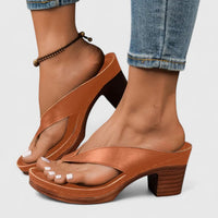 Lysithea | Women's Block Heel Platform Thong Sandals