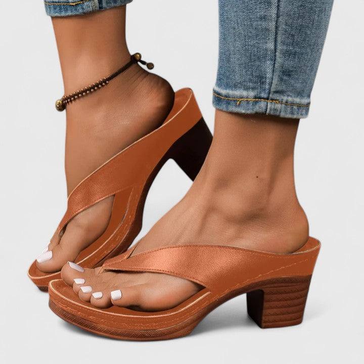 Lysithea | Women's Block Heel Platform Thong Sandals