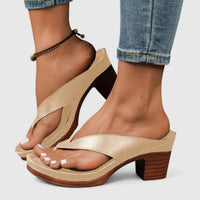 Lysithea | Women's Block Heel Platform Thong Sandals