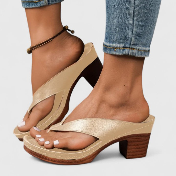 Lysithea | Women's Block Heel Platform Thong Sandals