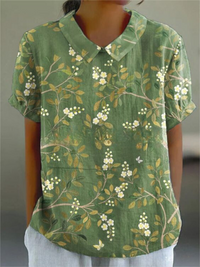 Lysithea | Women's Embroidered Floral Short Sleeve Blouse