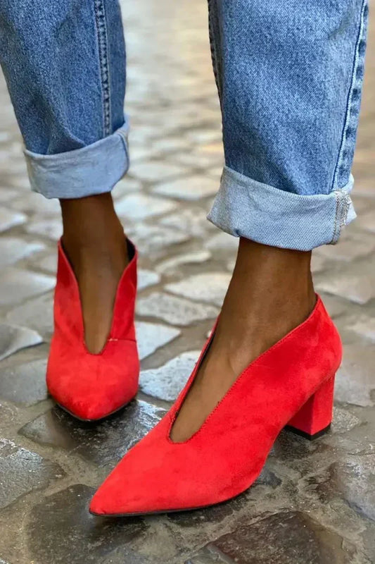 Magnolia | Women's Red Block Heel Pumps