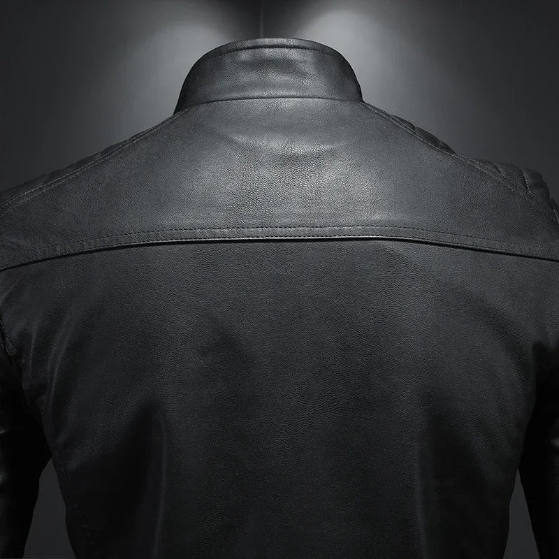 Soren - Stand Collar Leather Jacket