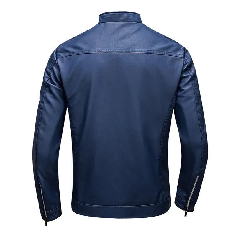 Soren - Stand Collar Leather Jacket