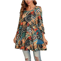 Marceline | Women's Mandala Print 3/4 Sleeve Tunic Top