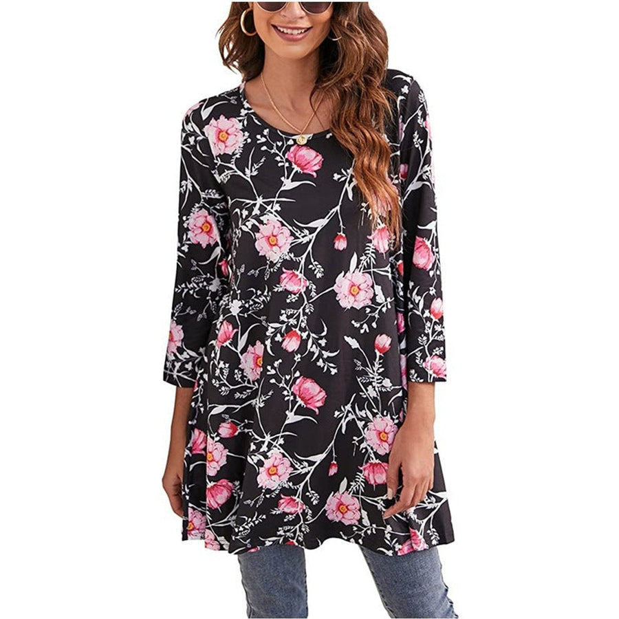 Marceline | Women's Mandala Print 3/4 Sleeve Tunic Top