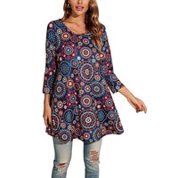 Marceline | Women's Mandala Print 3/4 Sleeve Tunic Top