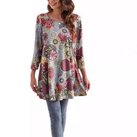 Marceline | Women's Mandala Print 3/4 Sleeve Tunic Top