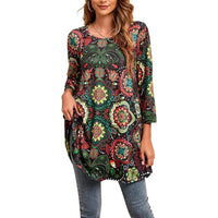 Marceline | Women's Mandala Print 3/4 Sleeve Tunic Top