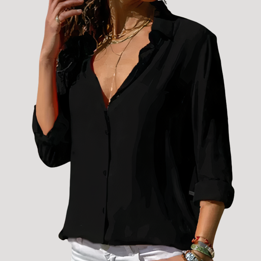 Maren | Women's Long Sleeve Collared Button-Down Blouse