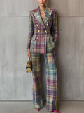 Margot | Women's Plaid Double Breasted Blazer Pant Set