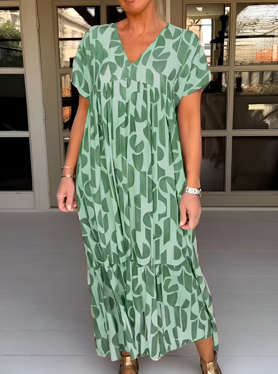 Margot | Women's V Neck Short Sleeve Maxi Dress