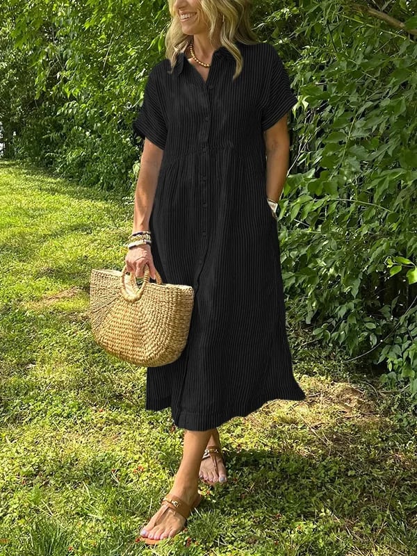 Marguerite | Women's Striped Shirt Midi Dress