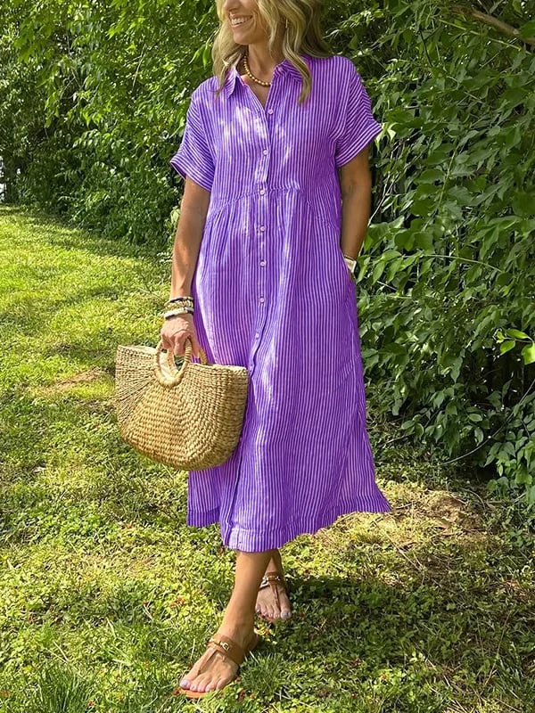 Marguerite | Women's Striped Shirt Midi Dress