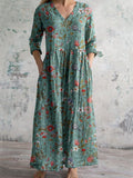 Harper | Maxi Dress V-Neck Cotton Bohemian Three Quarter Sleeve