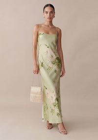 Mazzy Silk Dress Mint Blossom