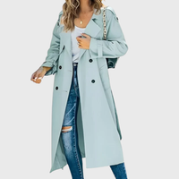 Meadow | Women's Double Breasted Long Trench Coat