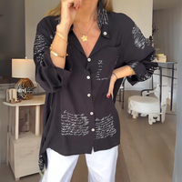 Meredith | Women's Script Print Button Up Shirt