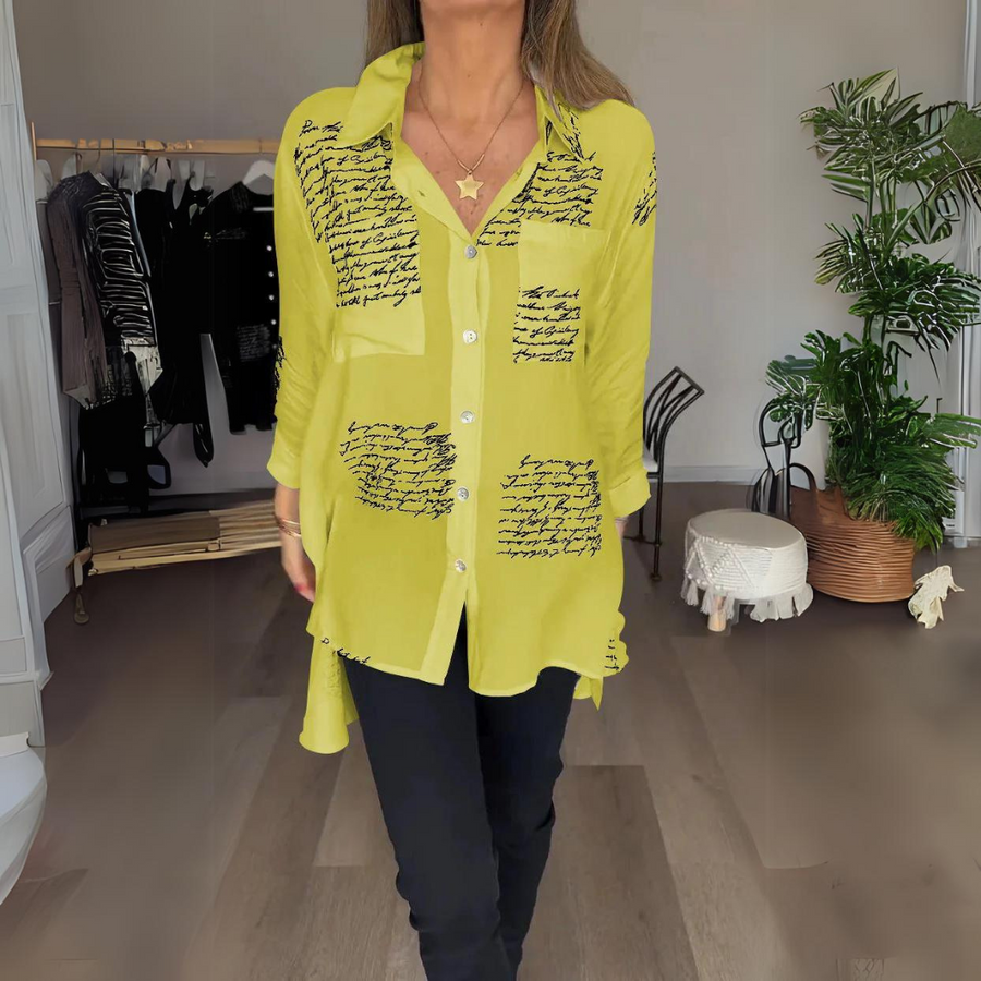 Meredith | Women's Script Print Button Up Shirt