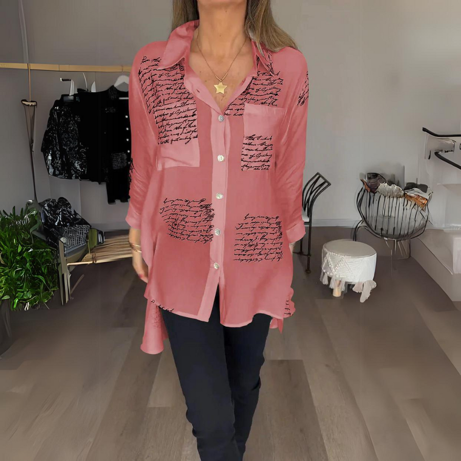 Meredith | Women's Script Print Button Up Shirt