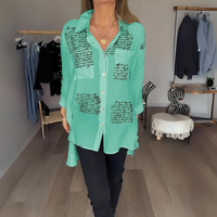 Meredith | Women's Script Print Button Up Shirt